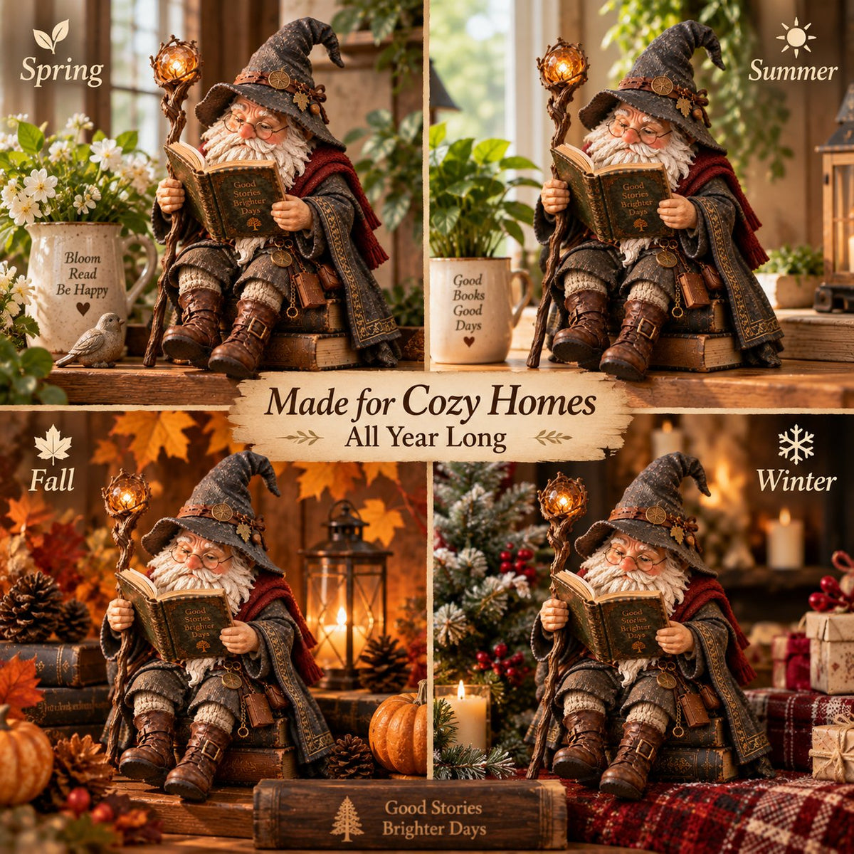 🔥LAST DAY 50% OFF🧙♂️ The Wandering Scholar Gnome – Enchanted Reading Wizard Figurine