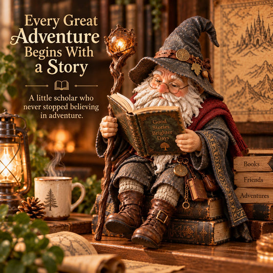 🔥LAST DAY 50% OFF🧙♂️ The Wandering Scholar Gnome – Enchanted Reading Wizard Figurine