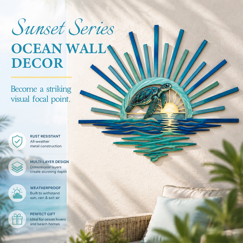 🌅 ‘Legend of the Sunset Tides’ Metal Wall Art – 🌊Vintage nautical-style metal wall art