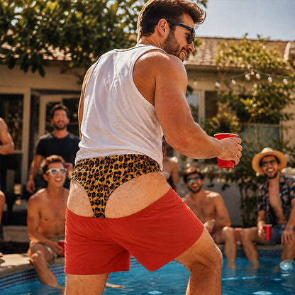 🩳 Men's Leopard Print Beach Shorts