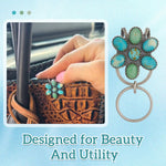 Load image into Gallery viewer, 🌼 Turquoise Bloom Bag Clip Key Holder – Find Your Keys with Flair
