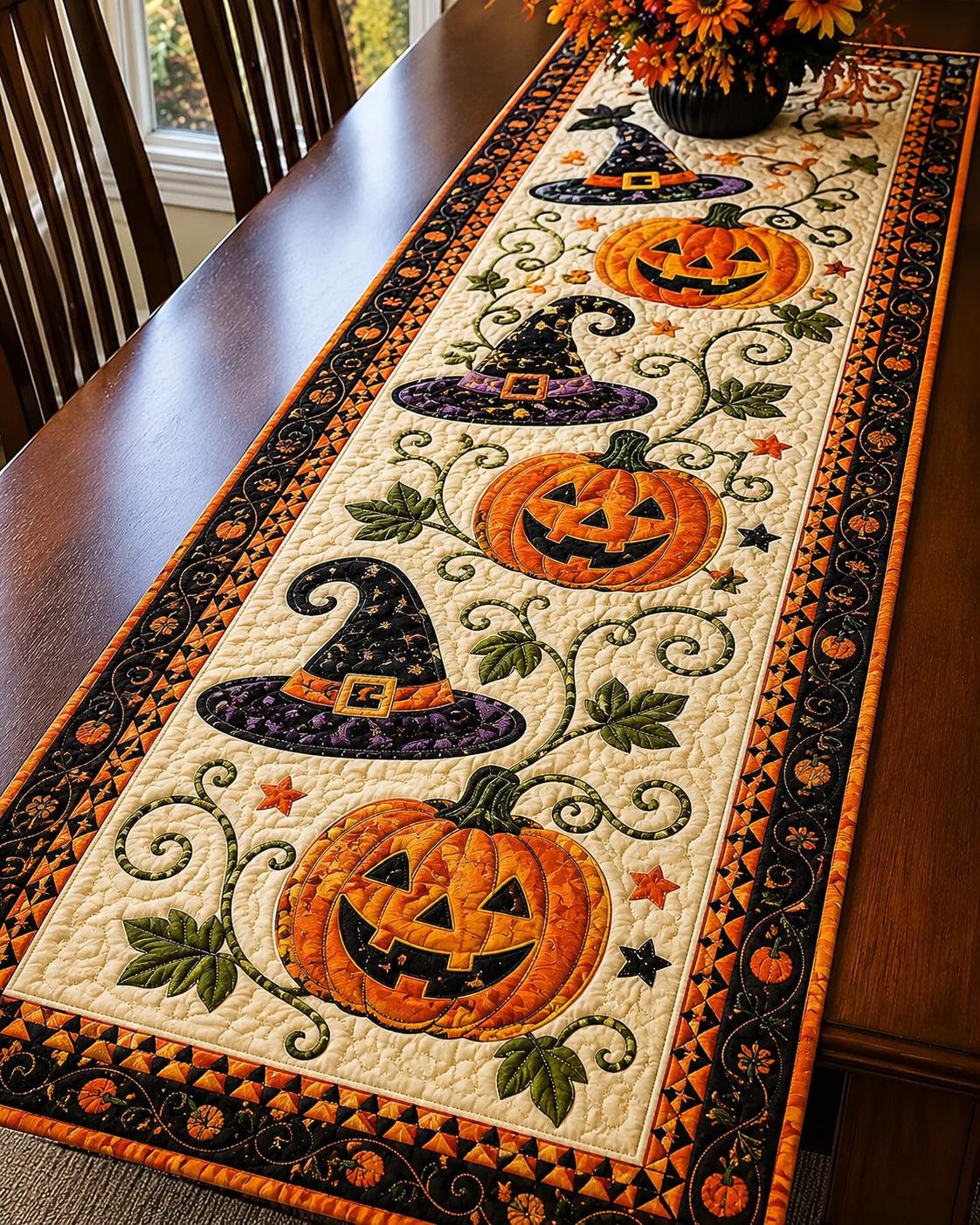 🎃 Halloween Quilted Table Runner – Cozy Fall Decor in Seconds