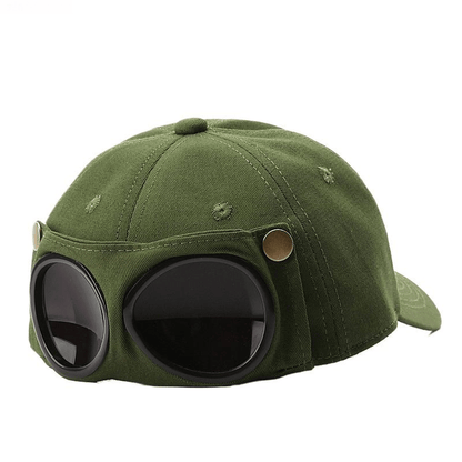 🤣 Aviator Style Baseball Cap — Unique Sunglasses Slots & Vintage Metal Details! 🧢✨
