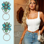 Load image into Gallery viewer, 🌼 Turquoise Bloom Bag Clip Key Holder – Find Your Keys with Flair
