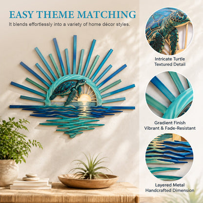 🌅 ‘Legend of the Sunset Tides’ Metal Wall Art – 🌊Vintage nautical-style metal wall art