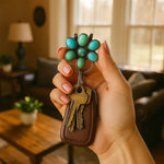 Load image into Gallery viewer, 🌼 Turquoise Bloom Bag Clip Key Holder – Find Your Keys with Flair
