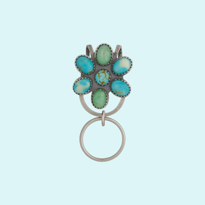 🌼 Turquoise Bloom Bag Clip Key Holder – Find Your Keys with Flair