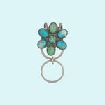 Load image into Gallery viewer, 🌼 Turquoise Bloom Bag Clip Key Holder – Find Your Keys with Flair
