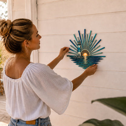 🌅 ‘Legend of the Sunset Tides’ Metal Wall Art – 🌊Vintage nautical-style metal wall art