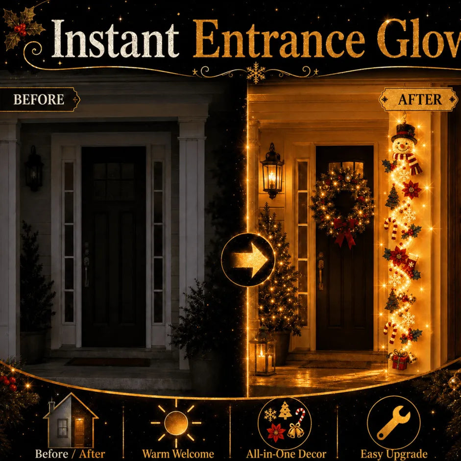 ⏳ Last Day 49% OFF – 🎄MerryCascade™ Glowing Christmas Door Hanger | 6 Festive Light Designs✨