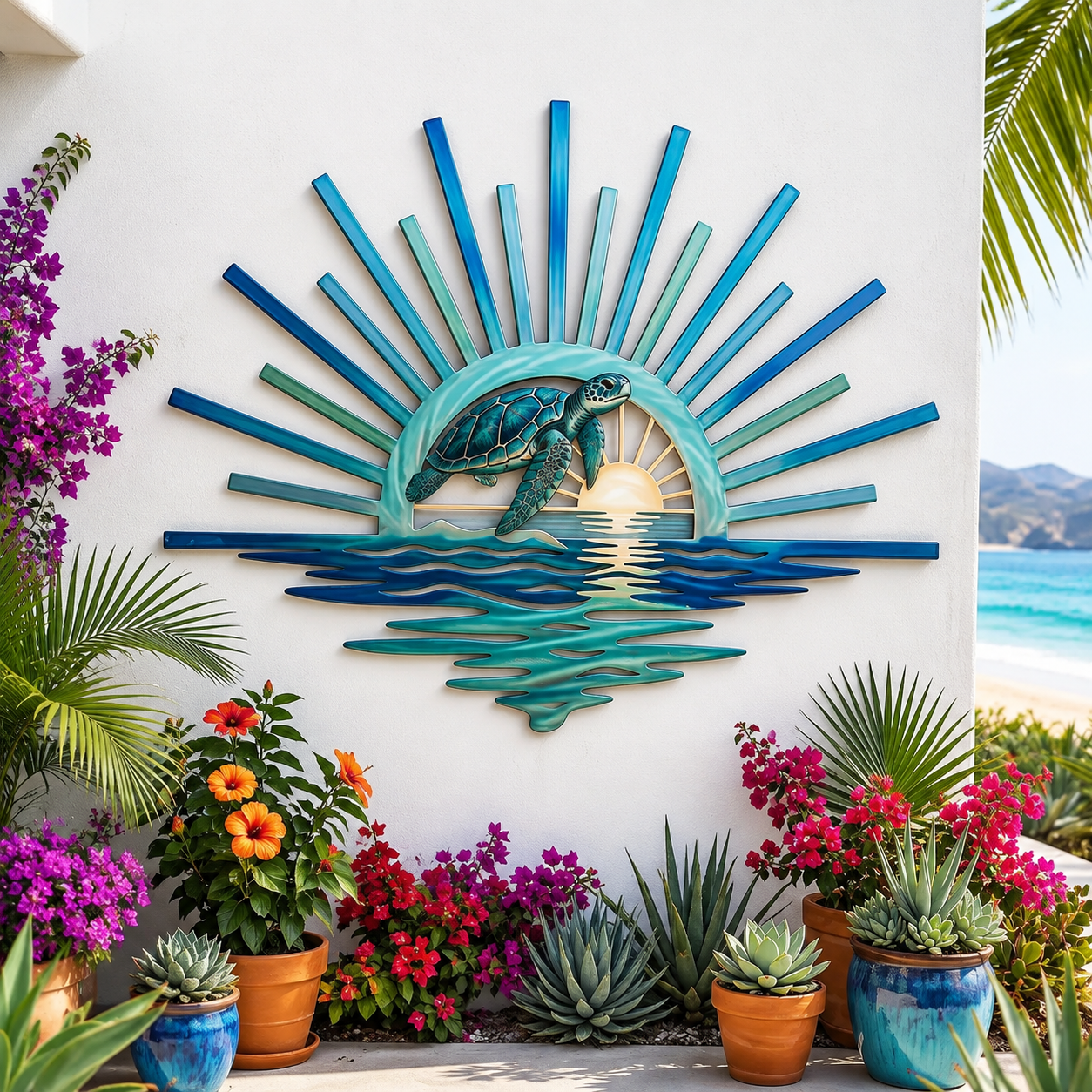🌅 ‘Legend of the Sunset Tides’ Metal Wall Art – 🌊Vintage nautical-style metal wall art