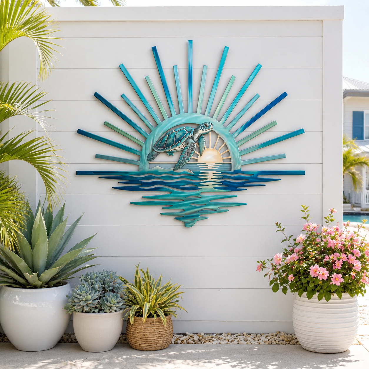 🌅 ‘Legend of the Sunset Tides’ Metal Wall Art – 🌊Vintage nautical-style metal wall art