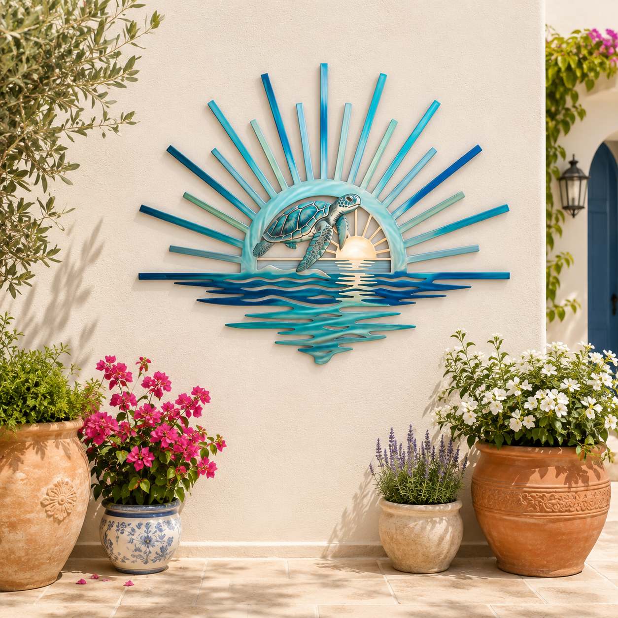 🌅 ‘Legend of the Sunset Tides’ Metal Wall Art – 🌊Vintage nautical-style metal wall art