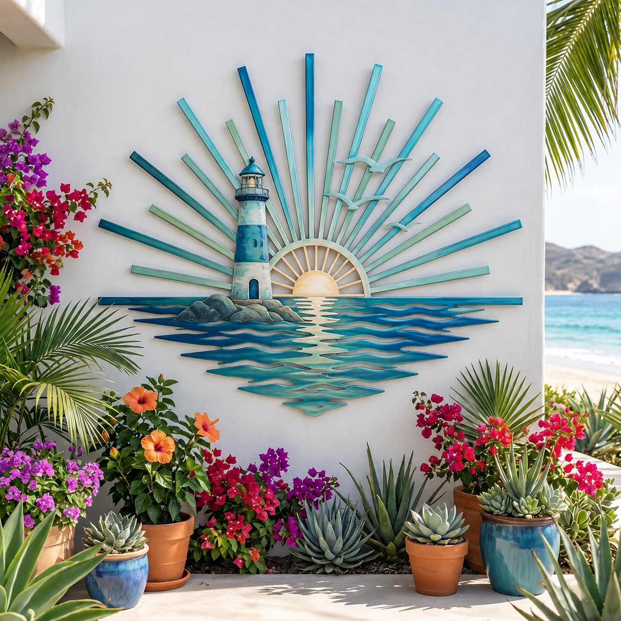 🌅 ‘Legend of the Sunset Tides’ Metal Wall Art – 🌊Vintage nautical-style metal wall art