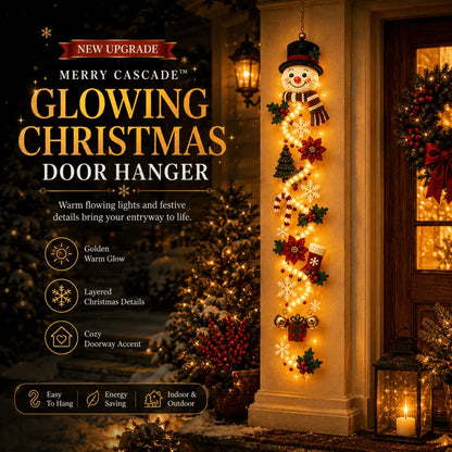 ⏳ Last Day 49% OFF – 🎄MerryCascade™ Glowing Christmas Door Hanger | 6 Festive Light Designs✨