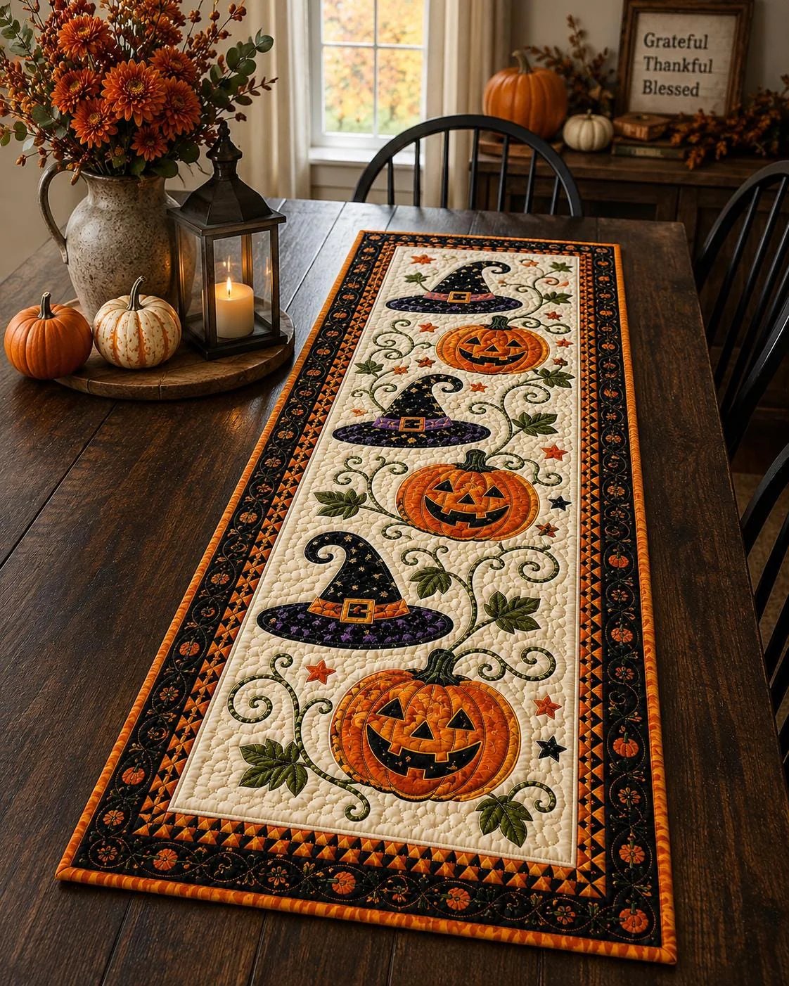 🎃 Halloween Quilted Table Runner – Cozy Fall Decor in Seconds